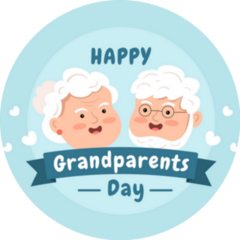Happy Grandparents Day Cute Cartoon Blue Sticker