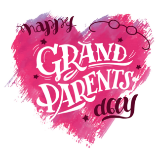 Happy Grandparents Day Painted Heart Sticker