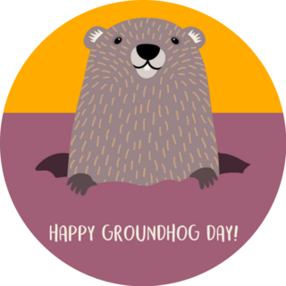 Happy Groundhog Day! Cute Groundhog Sticker