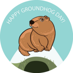 Happy Groundhog Day! Cute Groundhog Sticker
