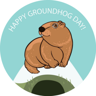 Happy Groundhog Day! Cute Groundhog Sticker