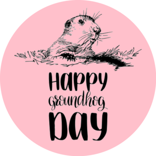 Happy Groundhog Day Cute Sketched Sticker