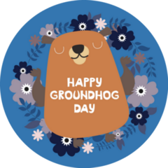 Happy Groundhog Day Floral Sticker