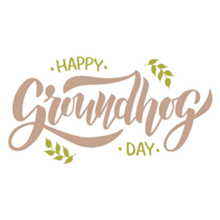 Happy Groundhog Day Lettering Nature Sticker