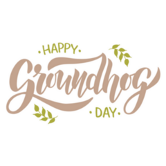 Happy Groundhog Day Lettering Nature Sticker
