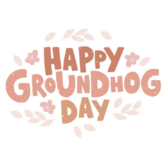 Happy Groundhog Day Pink Lettering Sticker