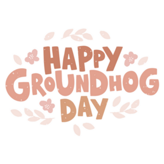 Happy Groundhog Day Pink Lettering Sticker