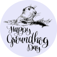 Happy Groundhog Day Sketched Illustration Sticker
