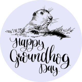 Happy Groundhog Day Sketched Illustration Sticker