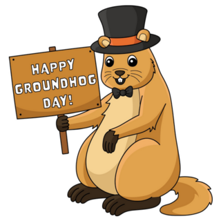 Happy Groundhog Day Top Hat Sticker