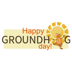 Happy Groundhog Day! Yellow Banner Sticker 