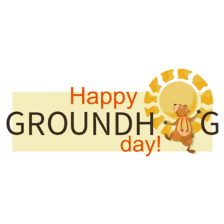 Happy Groundhog Day! Yellow Banner Sticker 