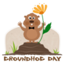 Happy Groundhog Standing With Flower Sticker