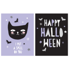 Happy Halloween Black Cat Illustration Sticker
