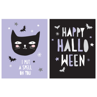 Happy Halloween Black Cat Illustration Sticker