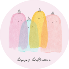 Happy Halloween Colorful Unicorn Ghosts Sticker