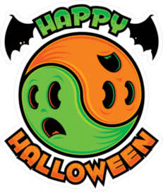 Happy Halloween Ghost Yin and Yang Sticker