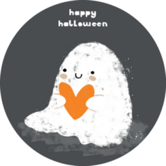 Happy Halloween Lettering Cute Ghost Sticker
