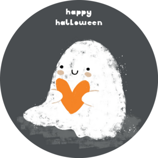 Happy Halloween Lettering Cute Ghost Sticker