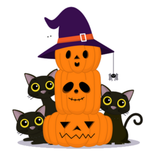 Happy Halloween Spooky Pumpkins & Cats Sticker 