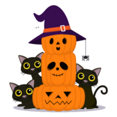Happy Halloween Spooky Pumpkins & Cats Sticker 