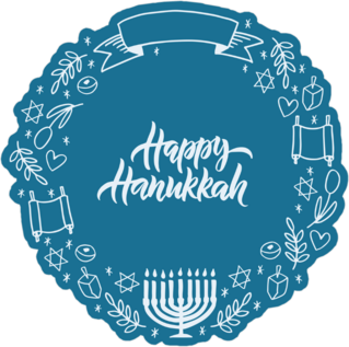 Happy Hanukkah Doodle Wreath Sticker