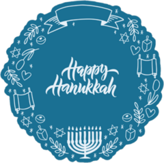 Happy Hanukkah Doodle Wreath Sticker