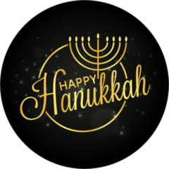 Happy Hanukkah Golden Lettering and Menorah Sticker