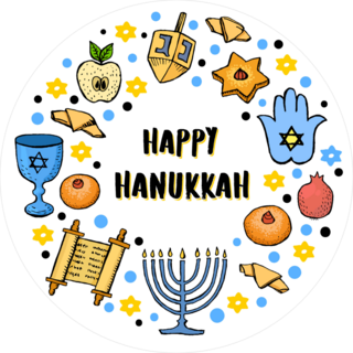 Happy Hanukkah Hand Drawn Icons Sticker