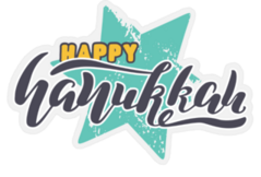 Happy Hanukkah Teal Star Sticker