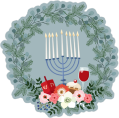 Happy Hanukkah Wreath Sticker