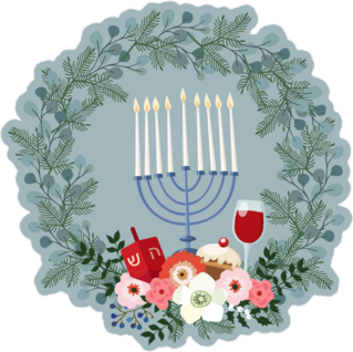 Happy Hanukkah Wreath Sticker
