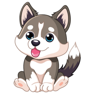 Happy Husky Puppy Sticker