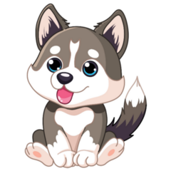 Happy Husky Puppy Sticker