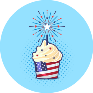 Happy Independence Day July 4th Cupcake Sticker