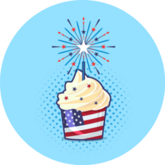 Happy Independence Day July 4th Cupcake Sticker