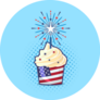 Happy Independence Day July 4th Cupcake Sticker