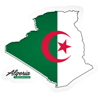 Happy Independence Day Of Algeria Map Sticker