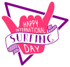 Happy International Surfing Day Shaka Sticker
