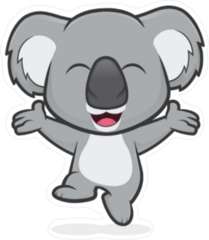 Happy Koala Jumping Sticker