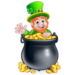 Happy Leprechaun Behind a Pot of Gold Sticker