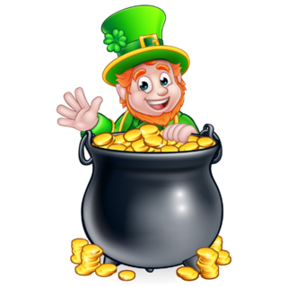 Happy Leprechaun Behind a Pot of Gold Sticker