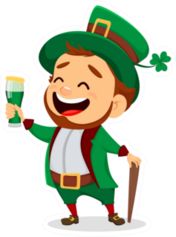 Happy Leprechaun Drinking Green Beer Sticker