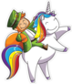 Happy Leprechaun Riding a Happy Unicorn