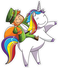 Happy Leprechaun Riding a Happy Unicorn