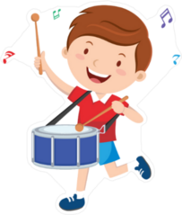 Happy Little Boy Playing Drum Sticker