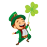 Happy Little Leprechaun Holding a Clover Sticker