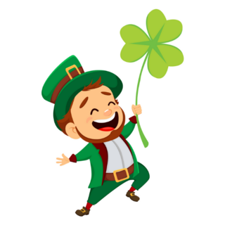 Happy Little Leprechaun Holding a Clover Sticker