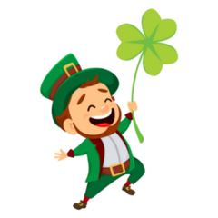 Happy Little Leprechaun Holding a Clover Sticker