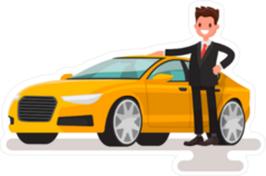 Happy Man and Yellow Car Sticker